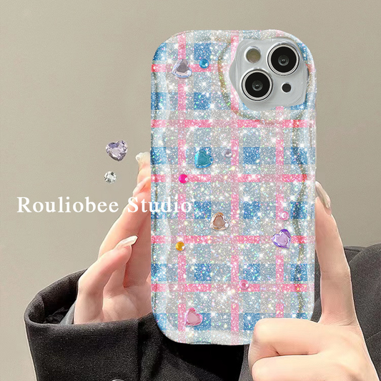 Glitter pink diamond plaid