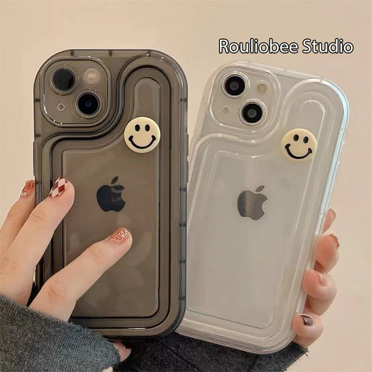Transparent three-dimensional smiley face