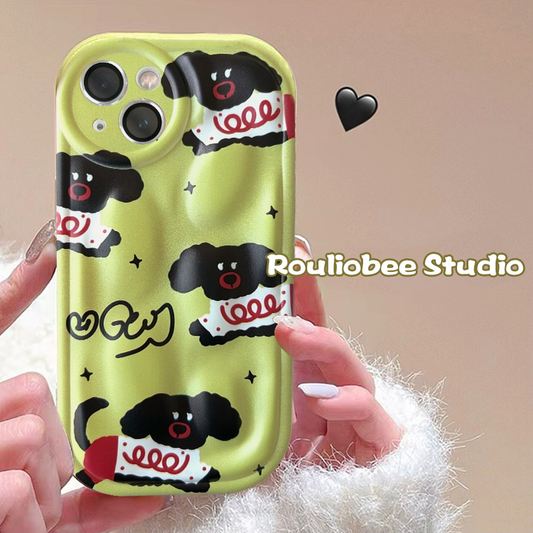 Cartoon black dog dog