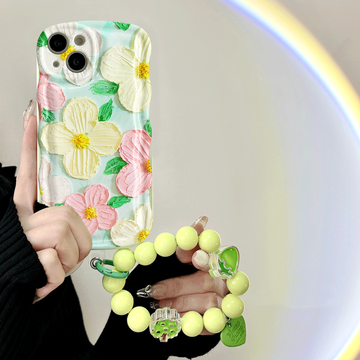 Full-screen oil painting flower wave phone case