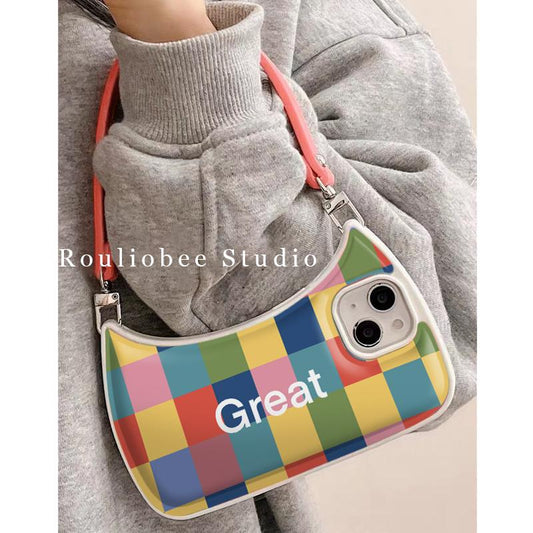 Colorful chessboard handbag powder bracelet