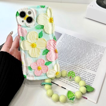 Full-screen oil painting flower wave phone case