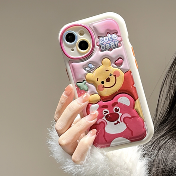 Tide cartoon strawberry bear embossed leather
