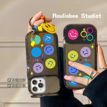 Makeup mirror, yellow smiling face