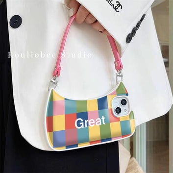 Colorful chessboard handbag powder bracelet