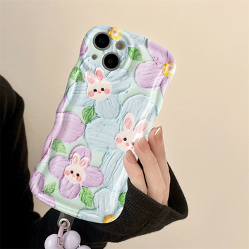 Green flower bunny wave phone case